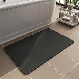 TC0XHD Bathroom Rug, Non-Slip Bath Mat, Washable Bath Mat, Soft Bath Mat, Absorbent Shower Mat for Bathroom (Silica, 50 x 80 cm)