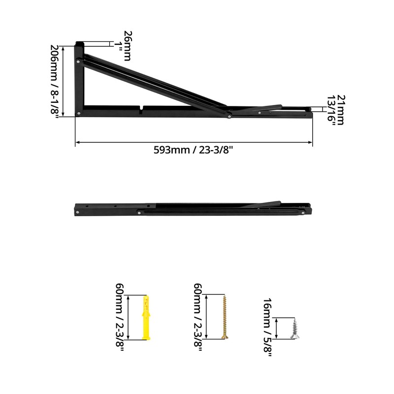 QWORK 24" Heavy Duty Folding Shelf Brackets for Wall Mounted