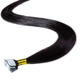 hair2heart Premium Mini Tape Extensions Real Hair - 24 Tapes 50 cm 2/0 Black