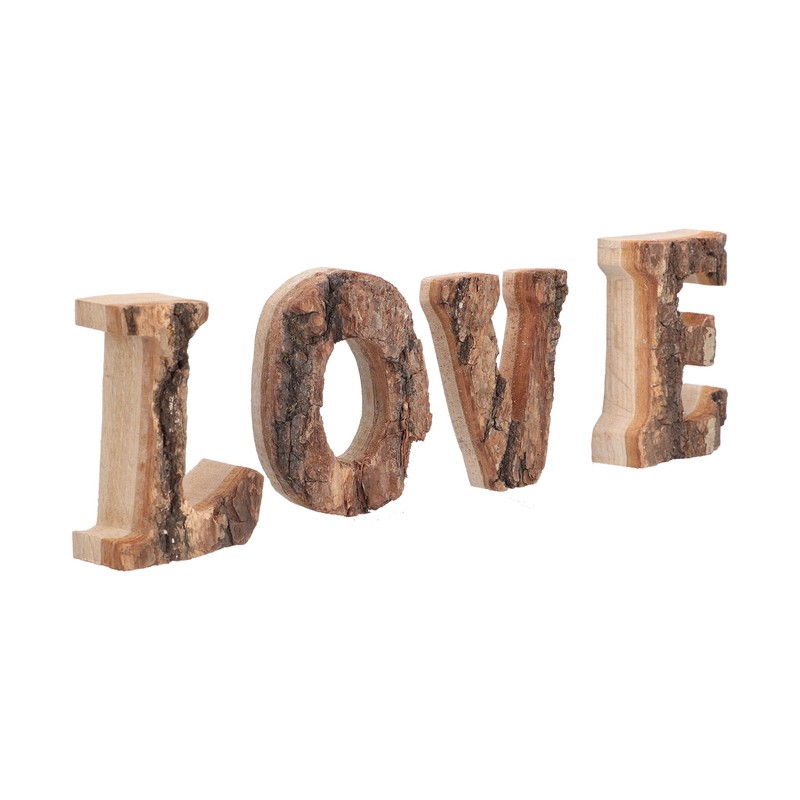 4Pcs Letters Wooden Blocks LOVE Shape Retro Free Standing Decorative