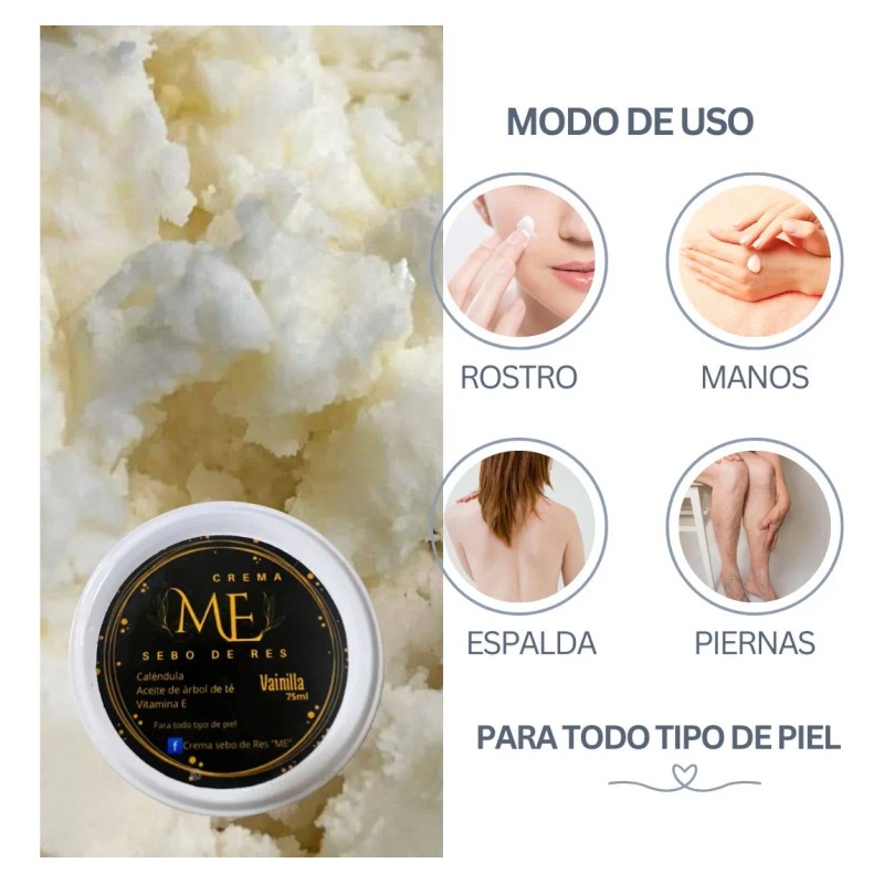 Crema Sebo De Res Adicionado Con Caléndula Y Filtro Solar.