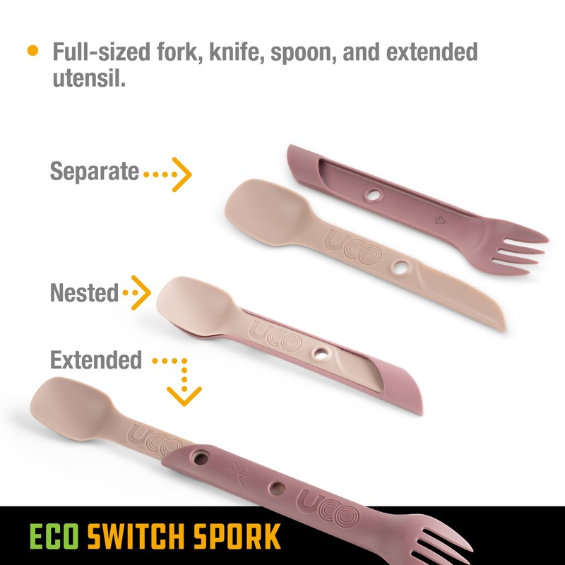 UCO Recycled ECO Switch Spork 2-Piece Integrated Camping Utensil Set,