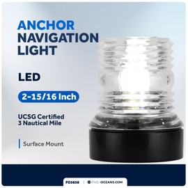 Five Oceans Anchor Light - 12V DC Stern Navigation Light, USCG 3NM Certified, 3-Inch Surface Mount for Pontoon, Fishing & Bass Boats - FO3838