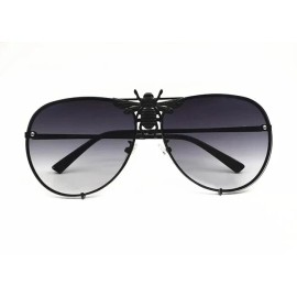 Fashion Luxury Bee Aviator Sunglasses - Black Frame Black Gradient Lens - Unisex UV400