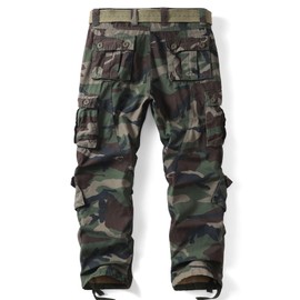 AKARMY Men's Camo Cargo Work Pants Cotton Casual Tactical Combat Military Wild BDU Ripstop Trousers with Multi Pockets 30
