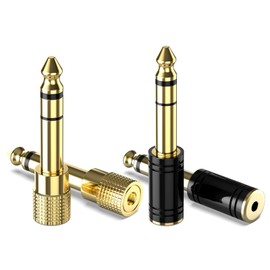 DigitConvert 1/4'' Male to 1/8'' Female Stereo Audio Adapter Converter,Upgrade 6.35mm Jack Stereo Socket to 3.5mm Jack Stereo Plug for Guitar Headphones Amp, Pure Copper 4-Pack (Gold+Black)