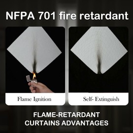 DrapeMaster Fire Retardant PFAS Free Curtains 96 inches Length 2 Panels Set Burg 100% Blackout Long Drapes for Bedroom Living Room Darkening Curtain Thermal Insulated Grommet (52x96 inch,Beige)