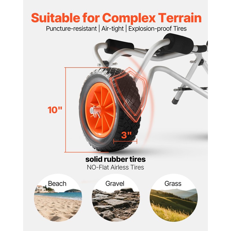 VEVOR Kayak Cart, 250 lbs Load Capacity, Foldable Kayak Trolley