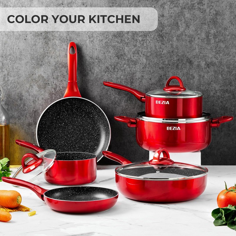 Induction Cookware Pots and Pans Set 10 Piece, BEZIA Dishwasher