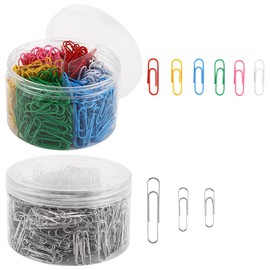 VIDETOL 1300 Stück Büroklammer, 700 Büroklammern Silber (3 Größen) und 600 Büroklammern Bunt, Metall Paper Clips für Sortieren Dokumenten, Postern und Rechnungen
