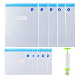 Forlush Set of 10 Vacuum Bags, Reusable Vacuum Bags, Sous Vide Bags with Pump, for Travel Vacuum Bags, Food Preservation