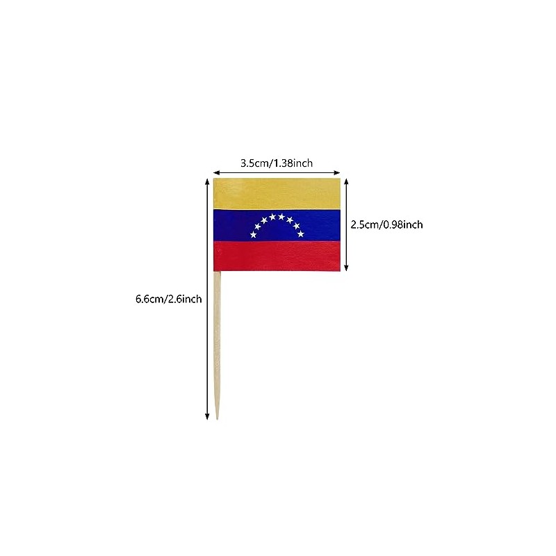 100 Pcs Venezuela Flag Venezuelans Toothpick Flags, Small Mini Stick