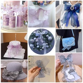 KISSITTY - Cinta de organza de 30 yardas, colorida, azul, morado, cinta decorativa de tela de polialgodón, para manualidades, lazos para el pelo, decoraciones de bodas, flores, ramos florales,