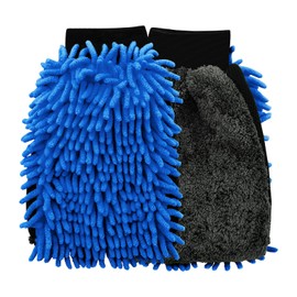OFFCURVE Car Gloves, Car Wash Mitt Microfibre, Multifunctional Car Cleaning Glove, Pack of 1, Blue