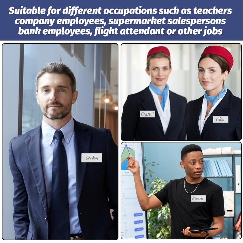 PERFETSELL Pack of 10 Name Badges Magnet Black