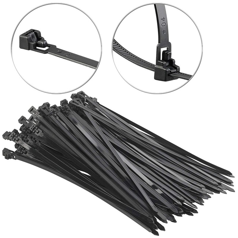 AGT Reusable Cable Ties Set of 100 Resealable Cable Ties,