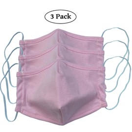 Lofbaz Cloth Face Coverings Cotton Fabric with Filter Pocket Washable Reusable (Pink - Pack of 3, Small Kid 4 to 8 Year)