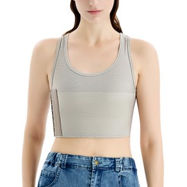 HappyJamJams Mesh Trans Bra FTM Chest Binder Trans Bra Binder Adjustable Affordable Breathable and Strong Compression Tomboy Tank Top