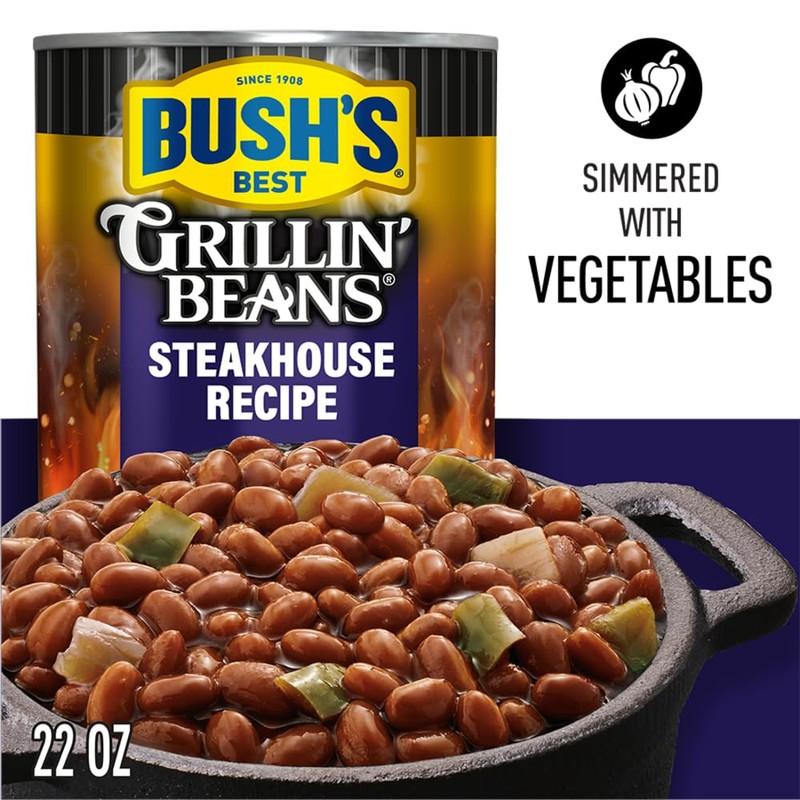 Bush's Best Steakhouse Recipe Grillin' Beans 22 oz (Pack of