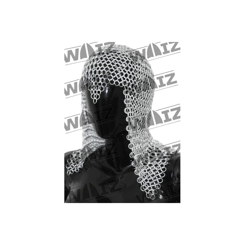 WAIZ Medieval Knights Butted Aluminium Chain Mail Coif Ring Maille