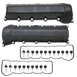 MITZONE Left and Right Side Valve Covers with Gaskte and Bolts Compatible with 2001-2007 Dodge Ram 1500 Durango Dakot Jeep Commander Grand Cherokee 4.7L V8 Replace # 53021828AA 53021829AD
