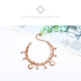 OSTAN Women's Rose Gold Bracelet with Heart Pendant, Stainless Steel