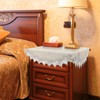 URROMA Linen Round Beige Table Cover with Lace Trim,Table Decor