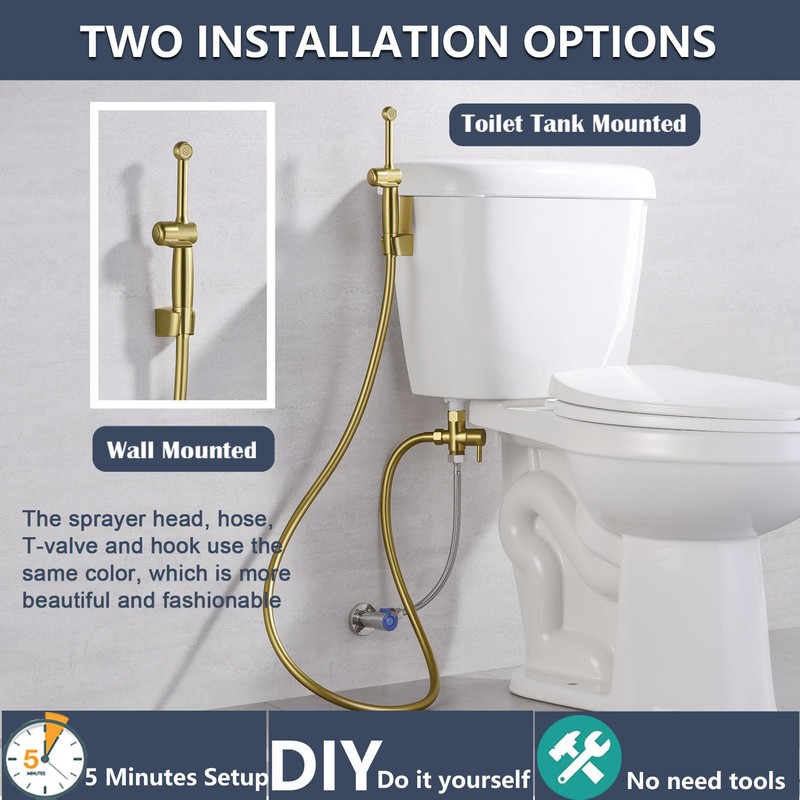 SonTiy Handheld Bidet Toilet Sprayer, Brass Cloth Diaper Sprayer Hand
