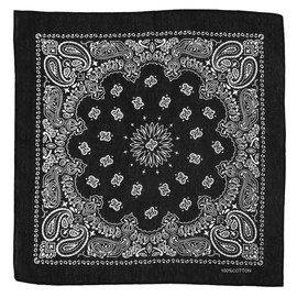 kakatrend Bandana, Paisley, Triangular Width, Adult, 100% Cotton, Fashionable, Handkerchief, Cotton, Unisex, Large Size, Men's 21.7 x 21.7 inches (55 x 55 cm), Black
