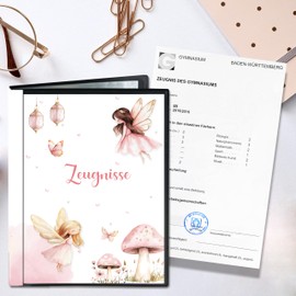 Minilino Certificate Folder 20 Premium Transparent Pockets A4 [Protection and Storage of Certificates] Document Folder for Documents in Primary School | Folder for Certificates (Fairy)