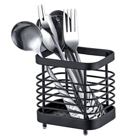 LAIPART Stainless Steel Sink Utensil Holder Countertop,Kitchen Countertop Organizer Rack,Multi-Functional Storage Rack for Kitchen Storage Forks, Knives, Spoons(Black)