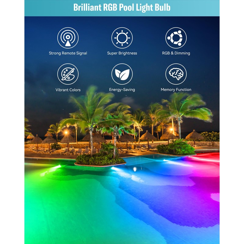 Dimgogo Led Pool Lights for Inground Pool, 120V 70W RGB