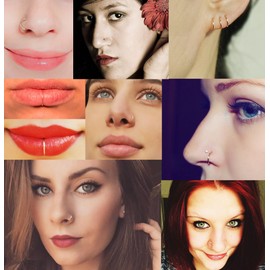 Masedy Nose Rings 12Pcs 20G 316L Stainless Steel L Shaped Nose Studs Cartilage Tragus Septum Piercing Gold