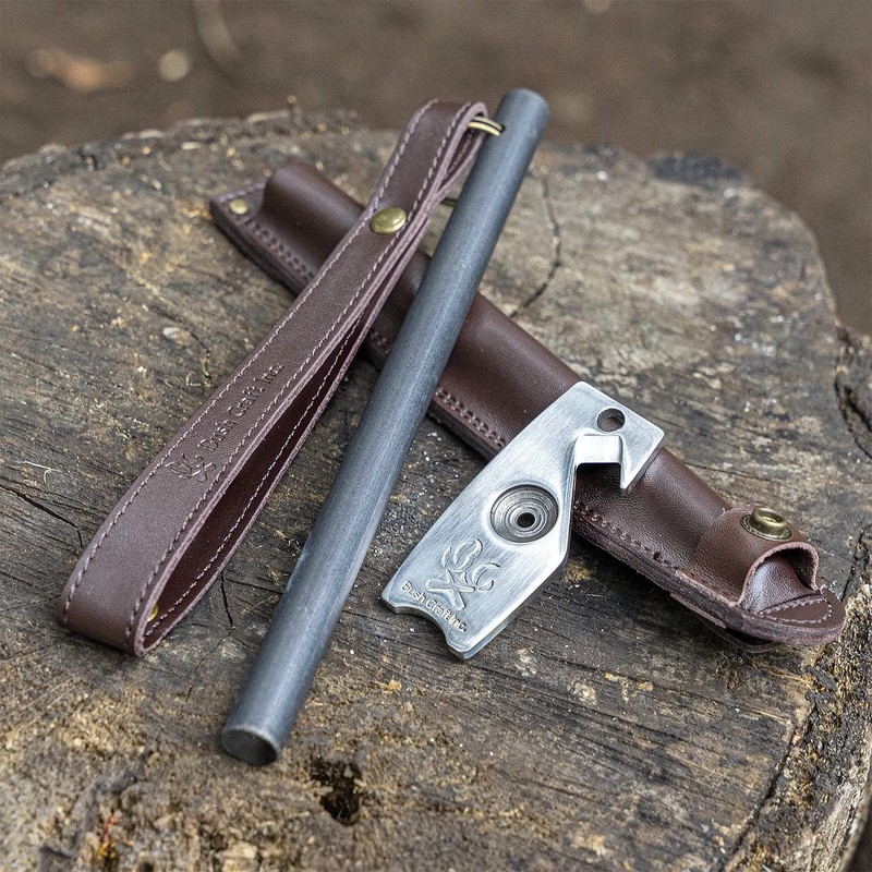 Bush Craft Firemaker Leather Case Set with Striker