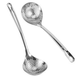 Hot Pot Ladle, 2 Pieces Hot Pot Strainer Slotted Spoon Stainless Steel Cooking Strainer Skimmer Kitchen Strainer Ladle with Long Handle