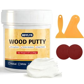 White Wood Filler for Furniture Repair - 280g / 9.87oz Wood Putty White - Sandable, Stainable & Paintable - Quick-Drying Non-Toxic Wood Patch for Cabinets, Floors, Cracks and Holes