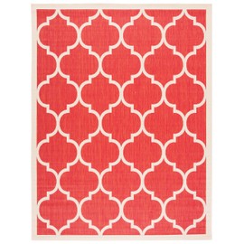 SAFAVIEH Courtyard Collection 8' x 10' Red/Bone CY6914 Trellis Indoor/ Outdoor Waterproof Easy Cleaning Patio Backyard Mudroom Area Rug