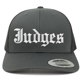 Trendy Apparel Shop Judges Old English 6 Panel Trucker Mesh Cap - Charcoal