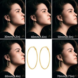 Big Black Hoop Earrings for Women 50mm Stainless Steel Hypoallergenic Large Hoops Earrings for Women, Birthday Mothers Day Jewelry Gifts Women
