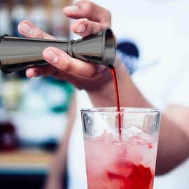 FLOW Barware Jigger 4 in 1 Shot Measuring Jigger 25ml, 50ml, 15ml, 35ml in a Cocktail Jigger and Alcohol Measuring Cup, Spirit Measurement 25ml, 50ml, Drink Measures for Spirits