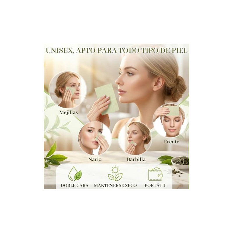 1000PCS Papel Absorbente de Aceite Facial (Menta)