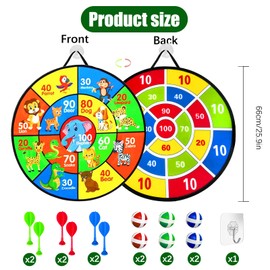 Double-Sided Dart Board 66cm; Kids Dart Board Toys Set with 6 Sticky Balls & 6 Darts; Indoor/Outdoor Party Games, Kids Toys & Gifts
