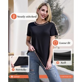 GAYHAY T-Shirts for Women - Black Short Sleeve Basic Tees Soft Crew Neck Trendy Summer Tops for Casual Vacation 2025