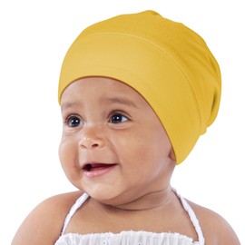 OLESILK Silk Baby Bonnet for 0-6 6-12 Months, Infant Sleeping Cap for No Frizzy Hair, Toddler Beanie for Girls Boys Yellow