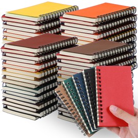 Jutom 54 Pcs Spiral Memo Pads 5 x 3'' Small Pocket Spiral Journal Notepad Ruled Notebook Sketchbook Kraft Cover Notebooks, 120 Pages for Note Taking Business Office School (Multi Color)