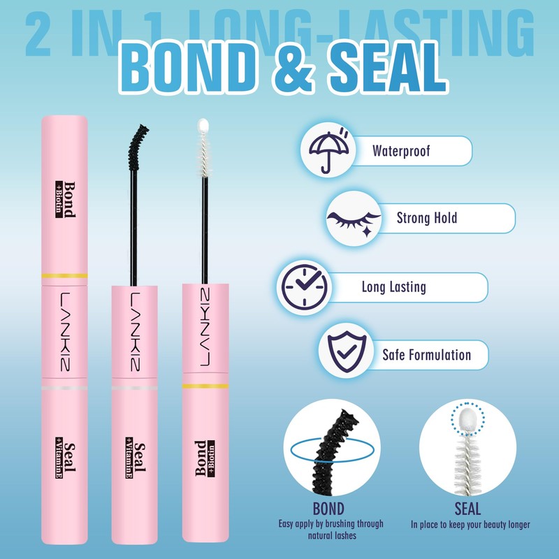LANKIZ Lash Clusters Kit With Bond and Seal Natural Wispy