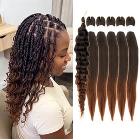 Ombre Brown Braiding Hair Pre Stretched Boho Hair for Braiding