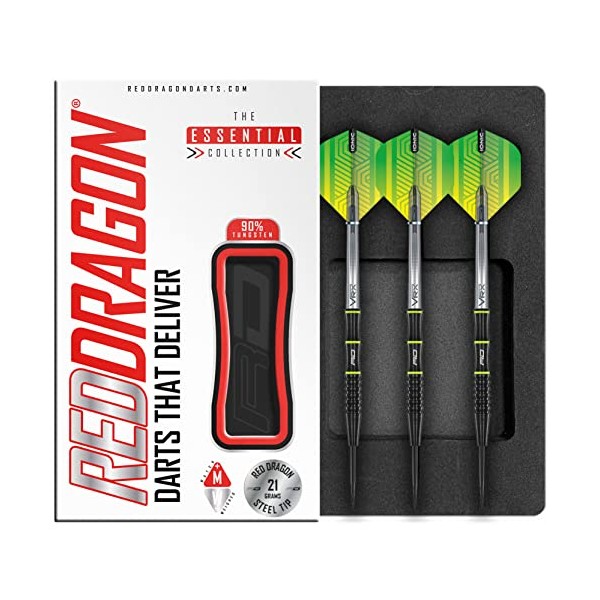 Red Dragon Freestyle: 21g - Tungsten Darts Set with Flights and Stems