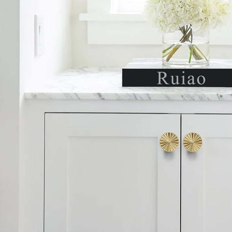 Ruiao 1-1/3 inch Gold Cabinet Knobs Drawer Pulls Kitchen Cabinet