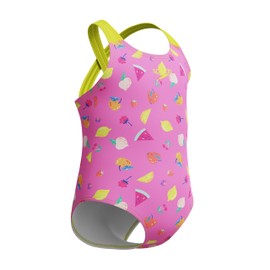 Speedo Print Crossback One Piece Costume da Bagno per Bambina, Rosa, 2 Anni